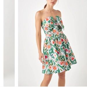 English factory Front Tie Strapless Floral Bustier Dress‎ size Large